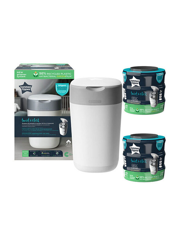 

Tommee Tippee Twist & Click Advanced Nappy Disposal Starter Pack + 6 Refills, 7 Pieces, White