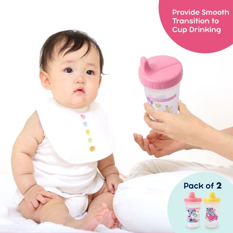Disney Baby Sippy Cup, 2 Piece, 300ml, Pink/Yellow