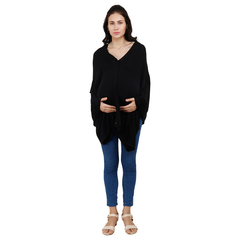 

Pluchi Knitted Nursing Frida Poncho, Black