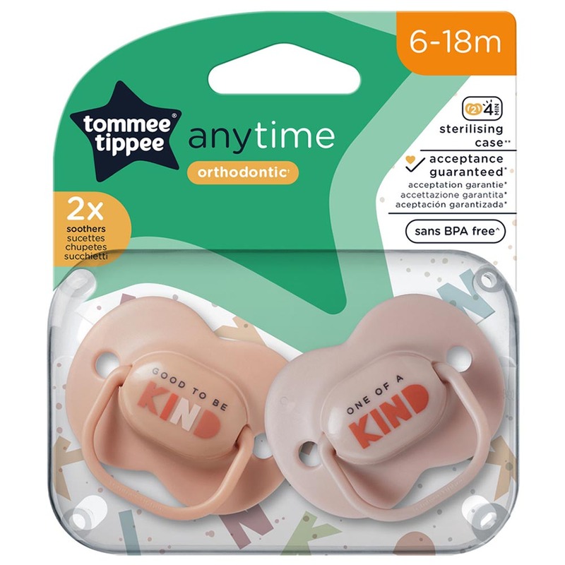 Tommee Tippee Anytime Soother, 2 Pieces, Pink