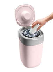 Tommee Tippee Twist and Click Advanced Nappy Bin, Pink