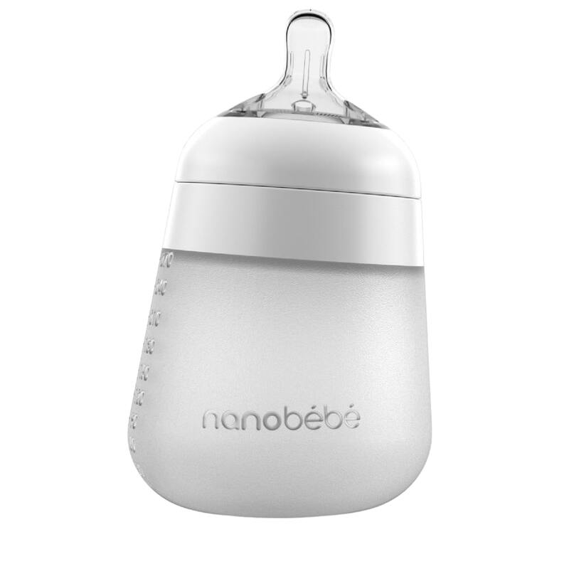 Nanobebe Flexy Silicone Feeding Bottle, 270ml, White