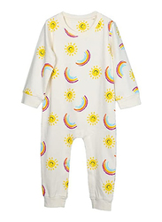 Aiko Cotton Ethernal Smile Sleep & Play Jumpsuit for Baby Girls, 3-6 Months, White