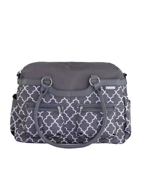 

JJ Cole Stone Arbor Satchel Diaper Bag, Grey/White