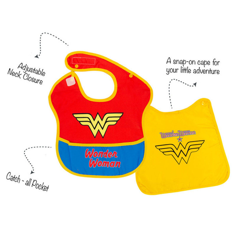 Warner Bros. Wonder Woman Baby Bib with Cape, Multicolour
