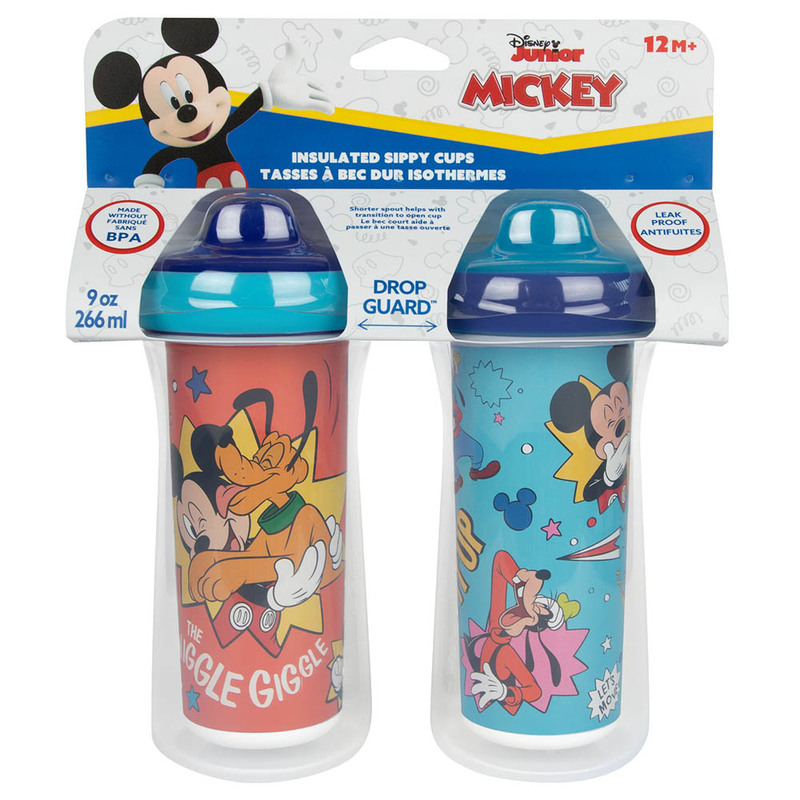 The First Years Mickey Insulated Sippy Cups, Pack of 2, Multicolour