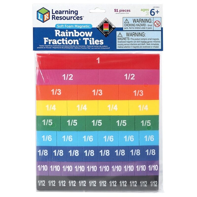 

Learning Resources Soft Foam Magnetic Fraction Tiles, Ages 6+