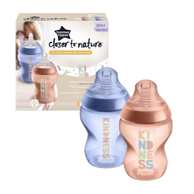 Tommee Tippee Closer To Nature Bottle, 2 x 260ml, Multicolour