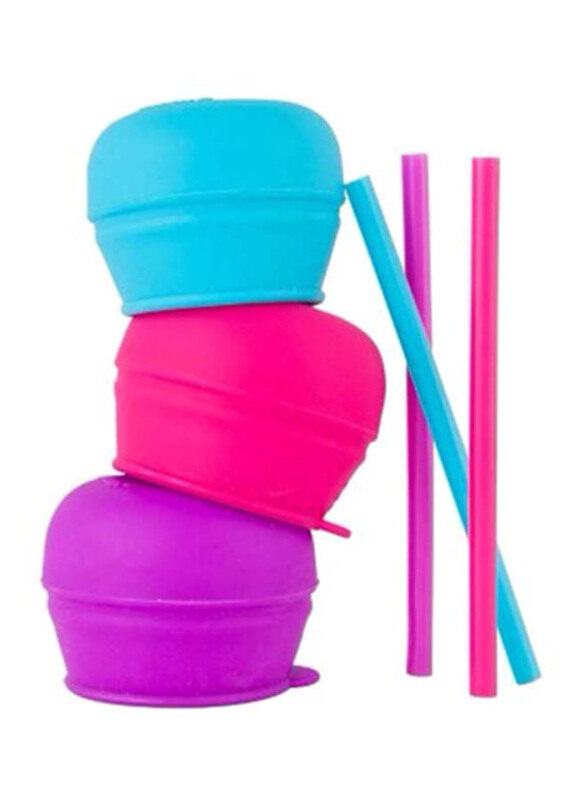 

Boon Snug Stretchy Silicone Reusable Lids + Straws, Multicolour