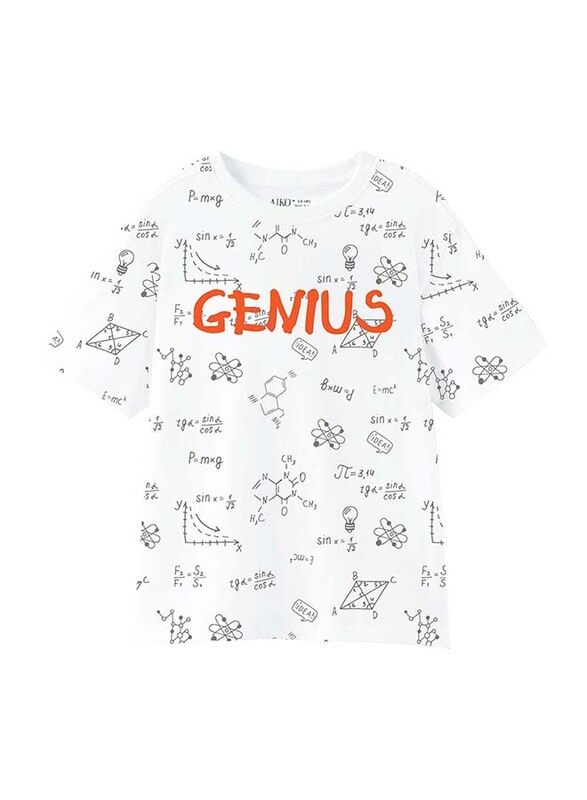 

Aiko Boys Stylish Genius Print T-Shirt, 3-4 Years, White