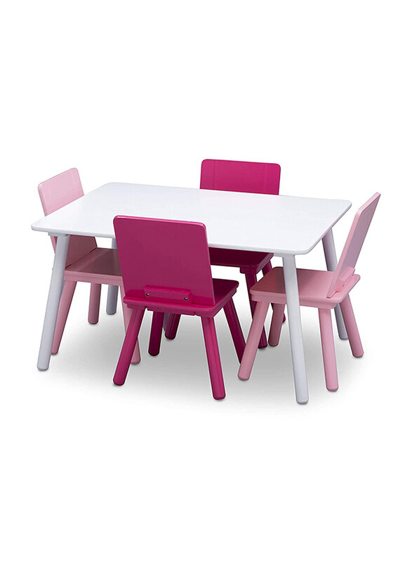 

Delta Children Table & 4 Chair Set for Kids, TT87413GN-130, White/Pink