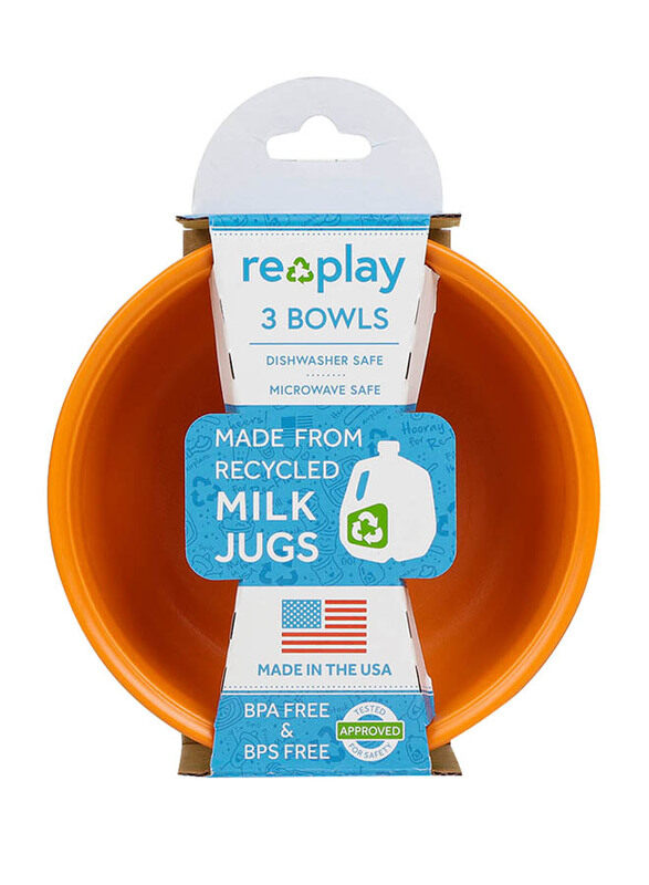 

Re-play Orange, Yellow & Green Packaged Bowls Pack of 3, Orange