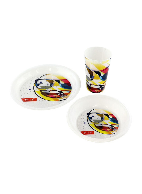 

Disney Emoji Plastic Kids Feeding Plate, Bowl, Mug Set, 3 Piece, Multicolour