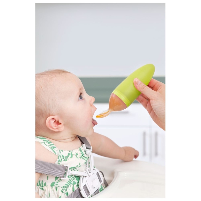Boon Squirt Silicone Baby Food Dispensing Spoon, 90ml, Blue