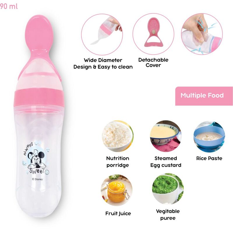 Disney Minnie Mouse Silicone Food Dispensing Spoon, Pink