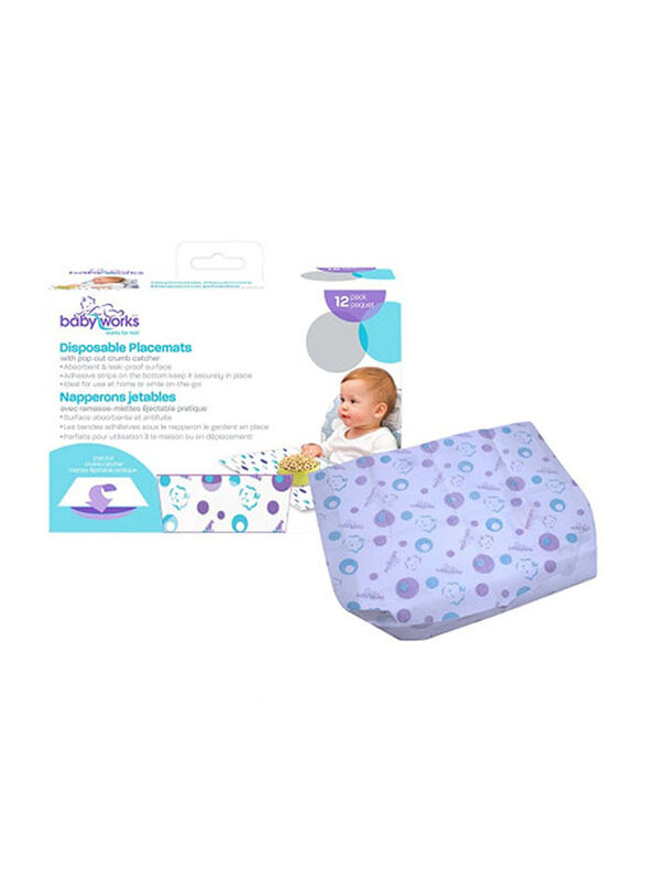

Babyworks Disposable Placemats, 12 Pieces, Purple