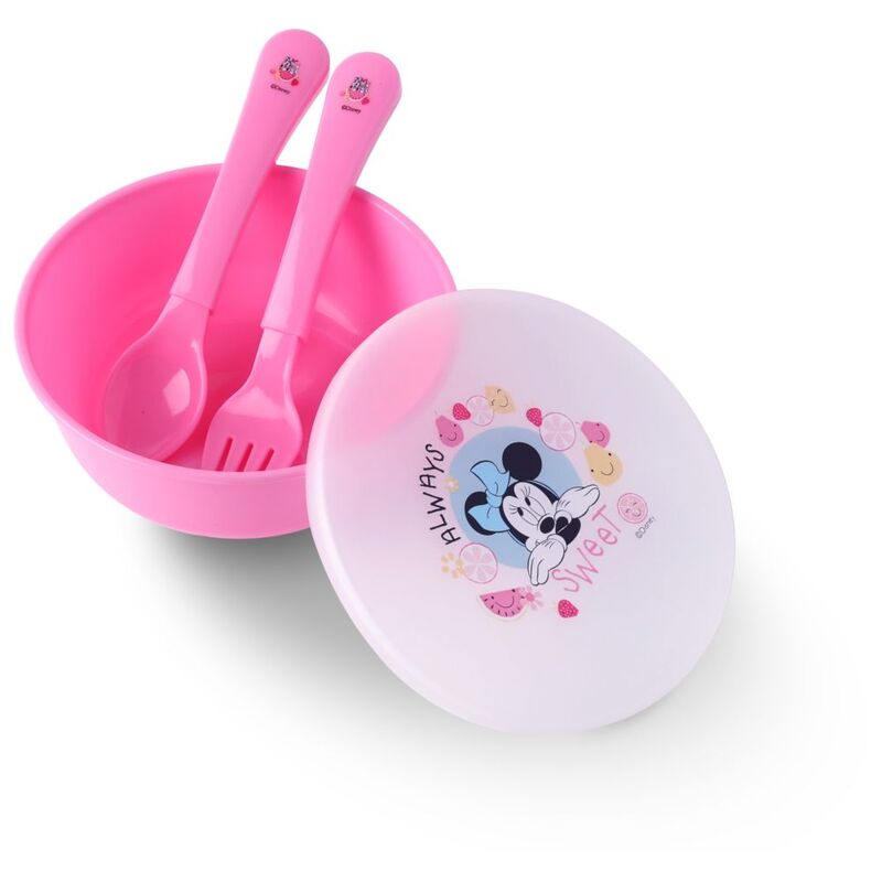 Disney Minnie Mouse Baby Feeding Bowl, Fork & Spoon Set Pink
