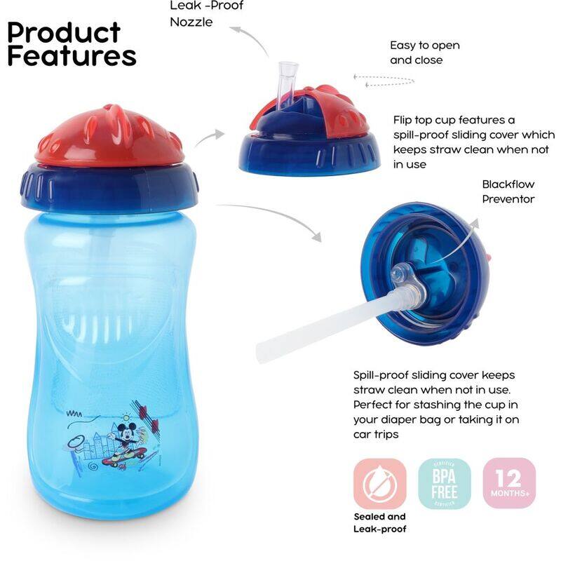 

Disney Mickey Mouse Baby Straw Cup, 360ml, Blue