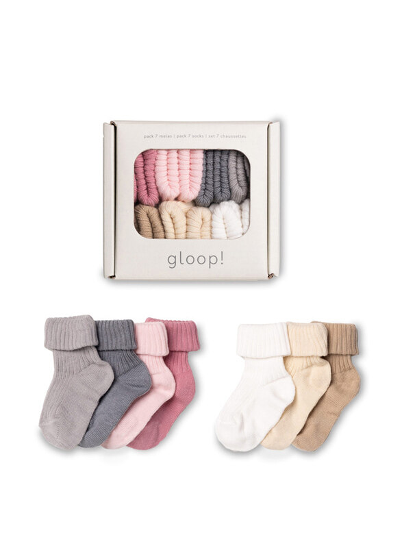 

Gloop Organic Socks for Baby, 0-3 Months, 7 Piece, Pink Assorted