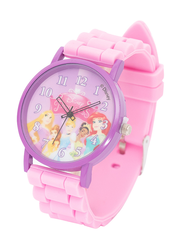 Disney Princess Analog Watch for Girls with PVC Band, Tin Pack, TBL02, Pink-Purple