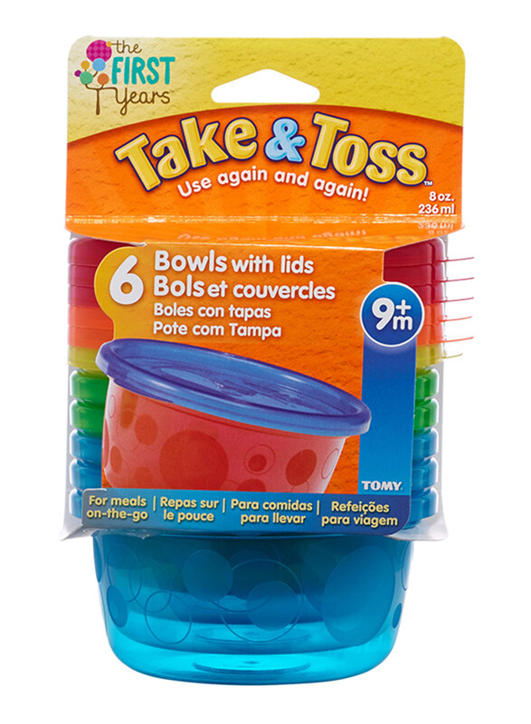 

The First Years Take & Toss 8oz Toddler Bowls With Lids Pack of 6, Multicolour