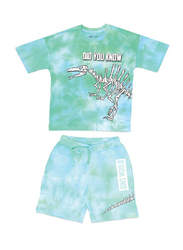 Aiko Cotton Boys Stylish Printed T-Shirt & Shorts Set, 7-8 Years, Blue