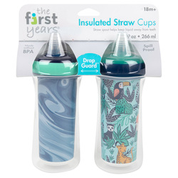 The First Years Insulated Straw Cups, Pack of 2, Blue