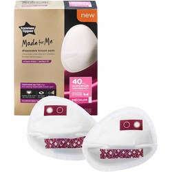 Tommee Tippee Made For Me Disposable Breast Pads, Medium, 40 Piece, White