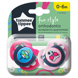 Tommee Tippee Fun Style Soother, 2 Piece, Pink