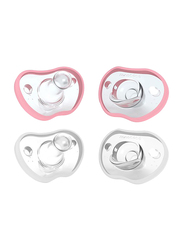 Nanobebe Flexy Pacifier for 3 Months+, 4 Pieces, Pink/White