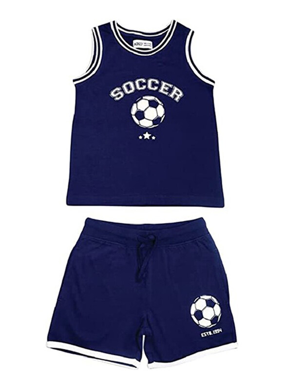 

Aiko Cotton Soccer Sports Top & Bottom Set for Boys, 5-6 Years, Blue