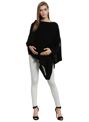 Nurtur 100% Cotton Knitted Maternity Poncho for Women, Regular, Black
