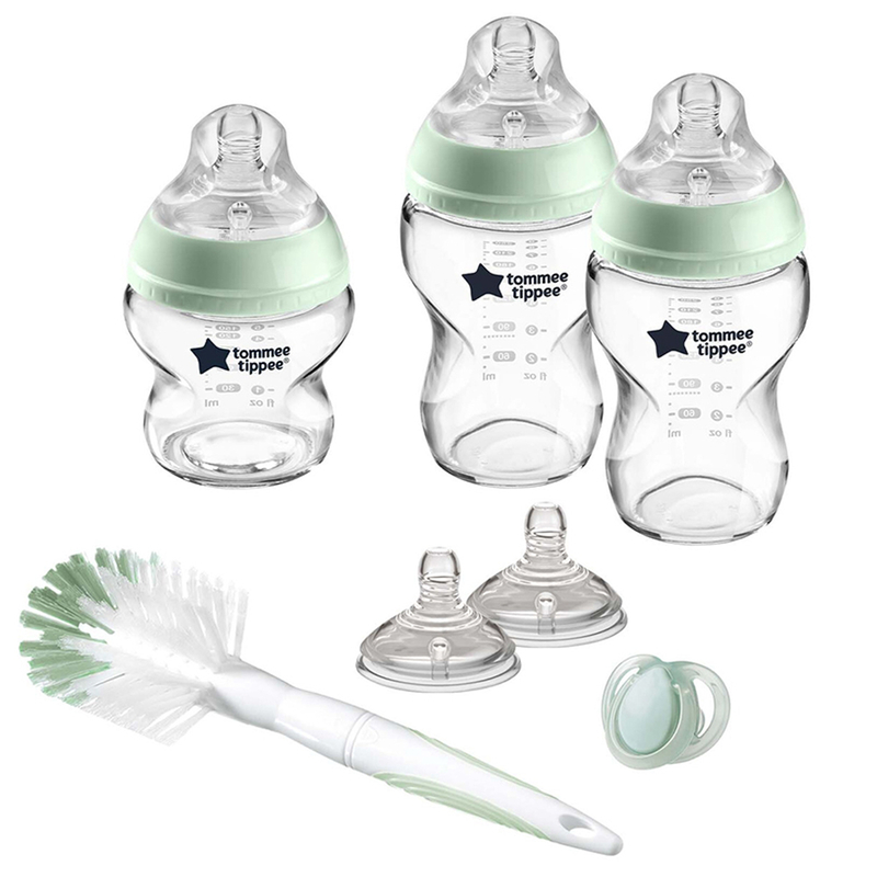 Tommee Tippee Anti-Colic Closer to Nature Feeding Bottle Kit, Clear/Green