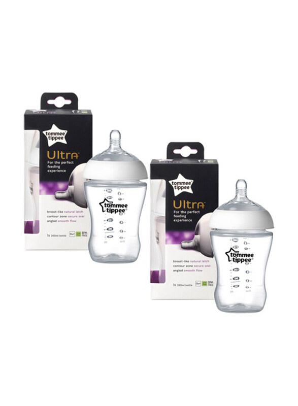 

Tommee Tippee Ultra Bottle Set, 260ml, 2 Pieces, Clear