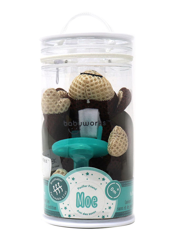 Baby Works Moe Monkey Pacifier with Pacifier, Brown