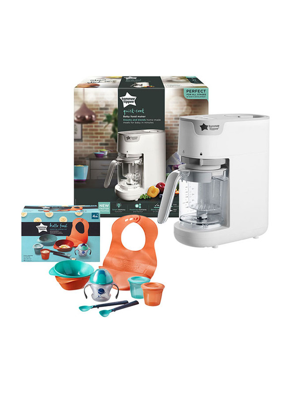 Tommee Tippee Baby Food Steamer Blender w/ Weaning Kit, White