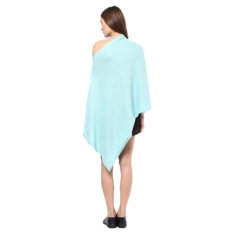 Pluchi Knitted Fashion Maternity Rosette Poncho, Pearl Aqua