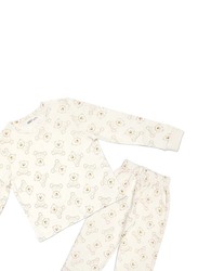 Aiko Kids Bear Print T-Shirt & Pyjama Set, 2 Piece, 9-10 Years, White