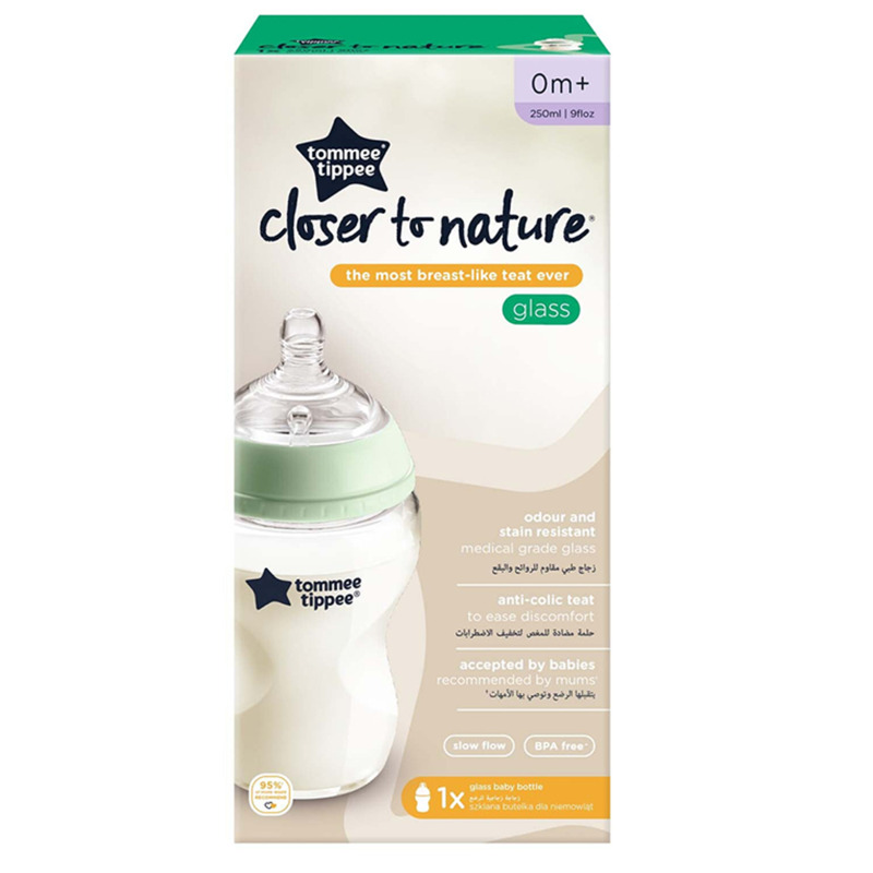 Tommee Tippee Glass Bottle 250ml, Clear