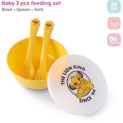 Disney Baby Feeding Bowl, Fork & Spoon Set, Yellow