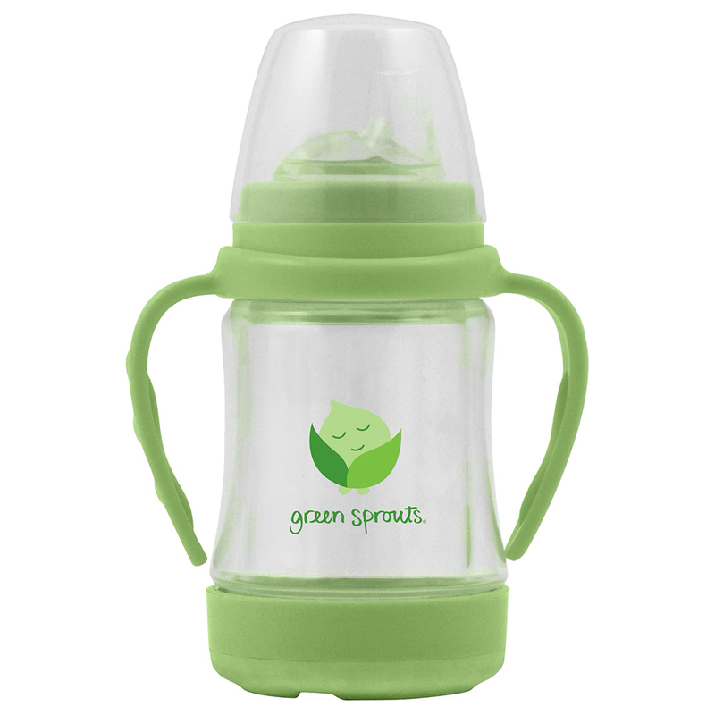 Green Sprouts Glass Sip & Straw Cup, 4oz, Light Lime