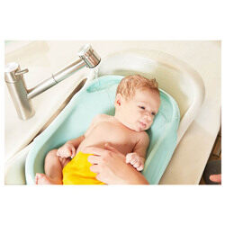 The First Years 4-in-1 Warming Comfort Bath Tub for Baby, Green/White