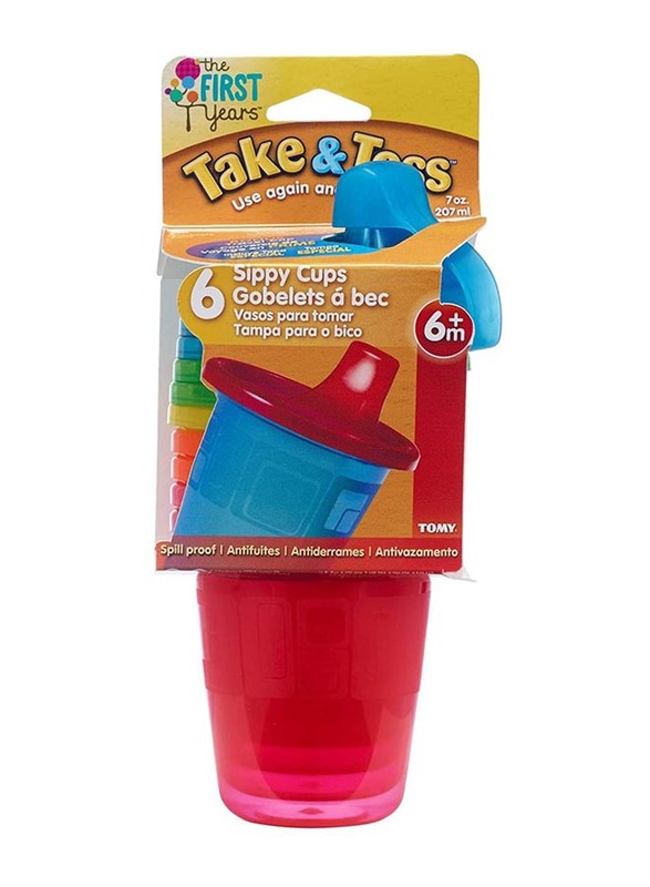 The First Years Take & Toss 7oz Spill-Proof Sippy Cups Pack of 6, Multicolour