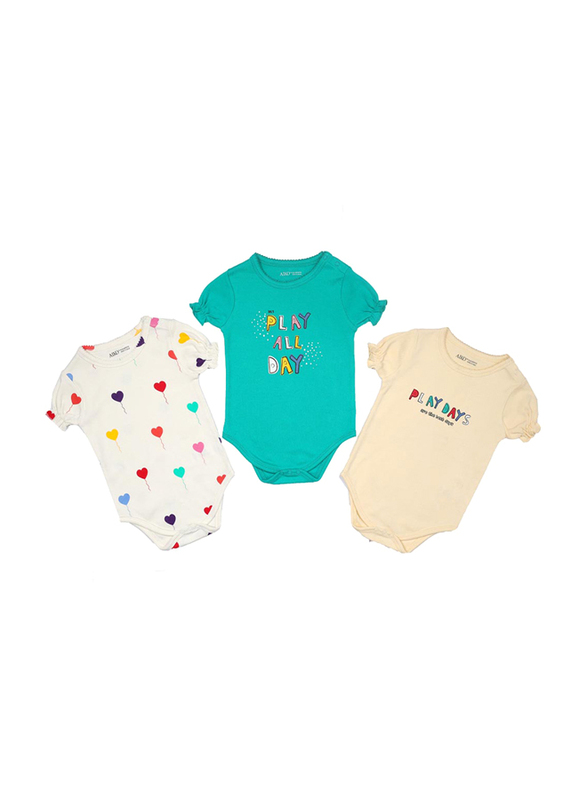 Aiko Play Days Printed Bodysuit Set for Baby Unisex, 3 Pieces, 18-24 Months, Multicolour