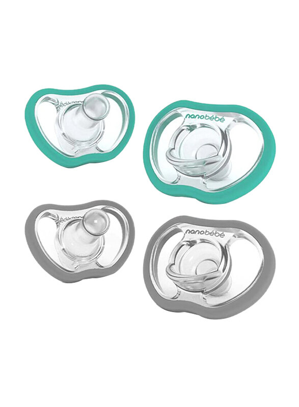 

Nanobebe 4-Piece Active Pacifier, 4 Months+, Teal/Cool Grey