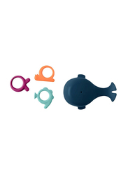 Boon Chomp Hungry Whale Bath Toy, 4 Pieces, Navy Blue