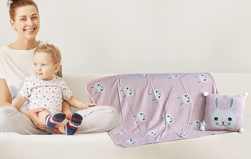 

Nurtur Blankets Nurtur 100% Cotton Knitted Baby Blanket, Light Pink