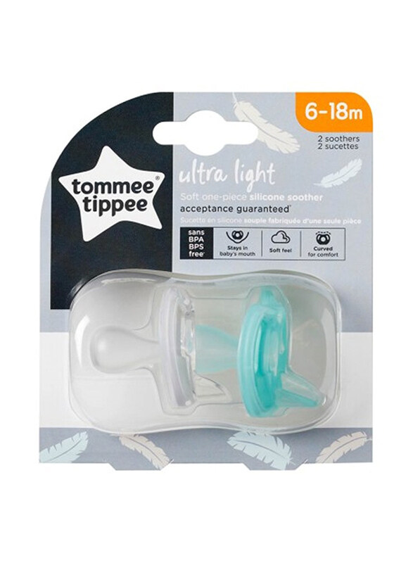 

Tommee Tippee Ultra-Light Silicone Soother, 2 Pieces, Clear