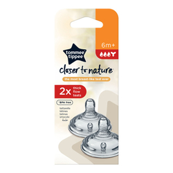 Tommee Tippee Closer To Nature Thick Feed Teats, 2 Piece, Clear