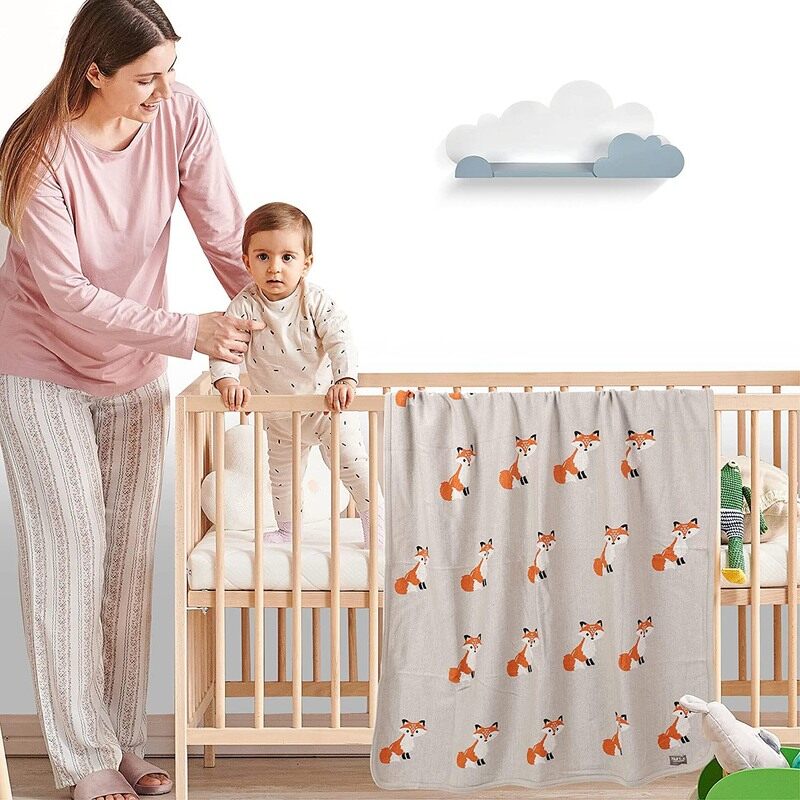 

Nurtur Blankets Nurtur 100% Cotton Fox Knitted Baby Blanket, Multicolour